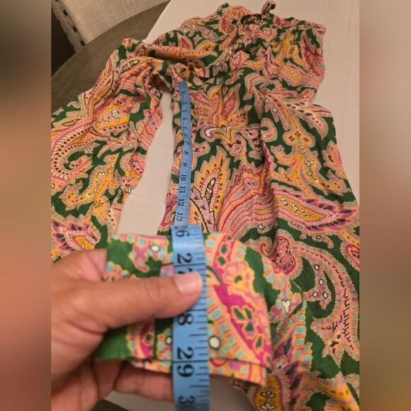 Zimmermann Green & Multicolor Linen Paisley Trouser Pants Size 4 - Picture 5 of 14